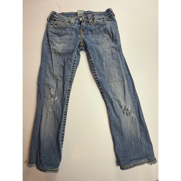 True Religion World Tour Joey Jeans Womens Size 26 Distressed Denim - Picture 1 of 9